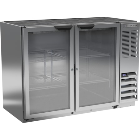 Beverage-Air Back Bar Refrigerator, Stainess Steel with 2 Glass Doors, 115V 48" BB48HC-1-G-S
